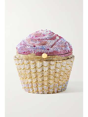 JUDITH LEIBER COUTURE Cupcake Strawberry crystal-embellished gold-tone clutch