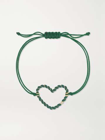 YVONNE LÉON Armband aus Kordel mit Emaille, Diamanten und Details aus 9 Karat Gold