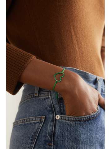 YVONNE LÉON Armband aus Kordel mit Emaille, Diamanten und Details aus 9 Karat Gold