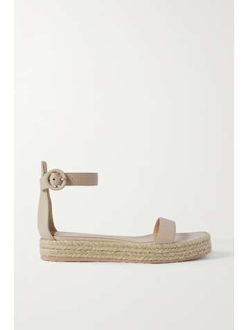 GIANVITO ROSSI Leather espadrille platform sandals
