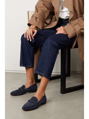 GIANVITO ROSSI Belem 15 leather-trimmed suede loafers
