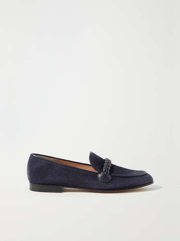 GIANVITO ROSSI Belem 15 leather-trimmed suede loafers