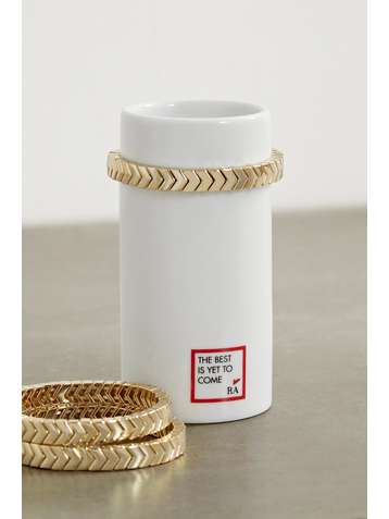 ROXANNE ASSOULIN Stack 'Em Up porcelain vase and set of three gold-tone bracelets