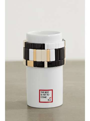 ROXANNE ASSOULIN Stack 'Em Up porcelain vase and set of three enamel and gold-tone bracelets