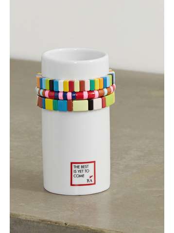 ROXANNE ASSOULIN Stack 'Em Up porcelain vase and set of three enamel and gold-tone bracelets