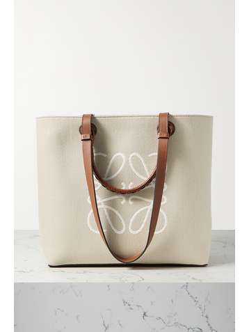 LOEWE Anagram mittelgroße Tote aus Canvas mit Stickerei und Lederbesätzen