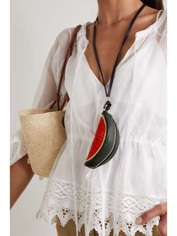 LOEWE + Paula's Ibiza leather and raffia coin purse