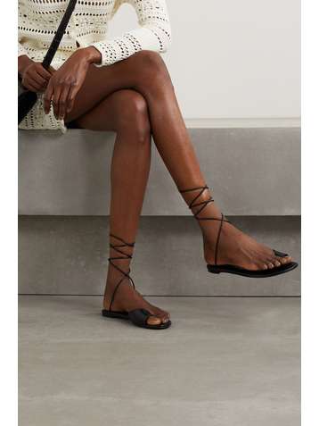 SAINT LAURENT Gia lace-up leather sandals