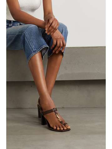 SAINT LAURENT Cassandra logo-embellished leather sandals