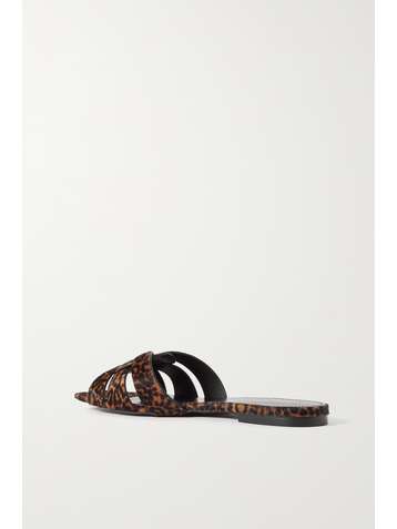 SAINT LAURENT Nu Pieds woven leopard-print calf hair sandals