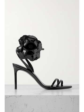 SAINT LAURENT Sandales en cuir verni à ornement Amber