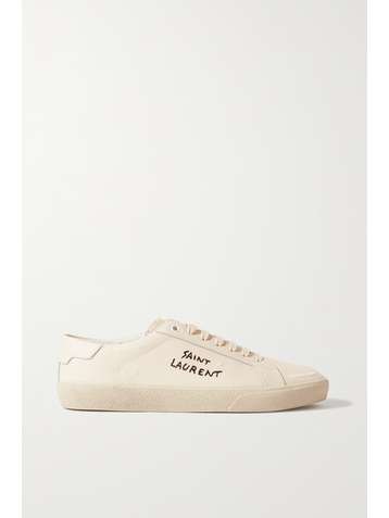 SAINT LAURENT Baskets en toile et en cuir à logo et à effet vieilli Court Classic