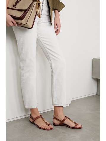 SAINT LAURENT Sandales en cuir à logo Cassandra