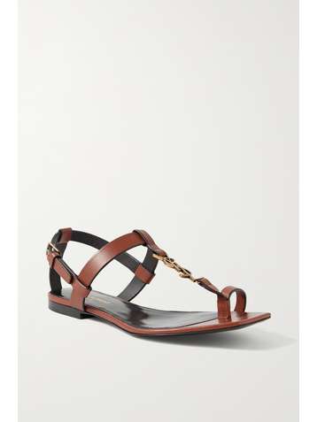 SAINT LAURENT Sandales en cuir à logo Cassandra