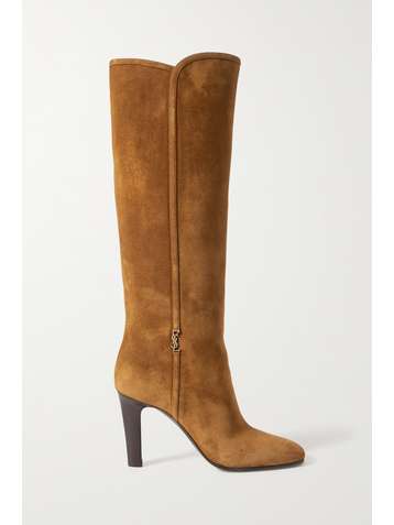 SAINT LAURENT Bottes en daim à logo Jane