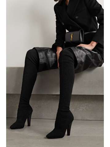 SAINT LAURENT Koller stretch-cloqué over-the-knee boots
