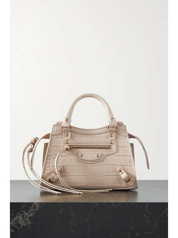 BALENCIAGA Neo Classic City mini croc-effect patent-leather tote