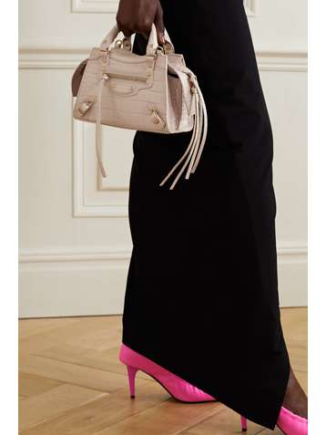BALENCIAGA Neo Classic City mini croc-effect patent-leather tote
