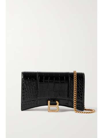 BALENCIAGA Hourglass croc-effect leather shoulder bag