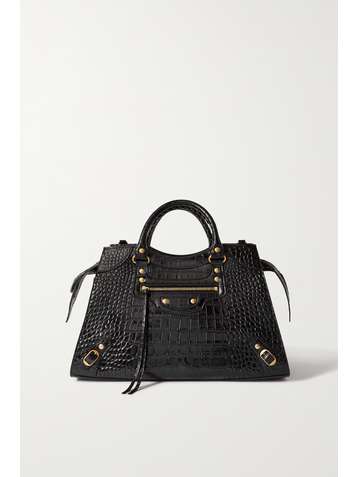 BALENCIAGA Neo Classic City medium croc-effect patent-leather tote