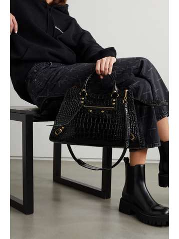 BALENCIAGA Neo Classic City medium croc-effect patent-leather tote