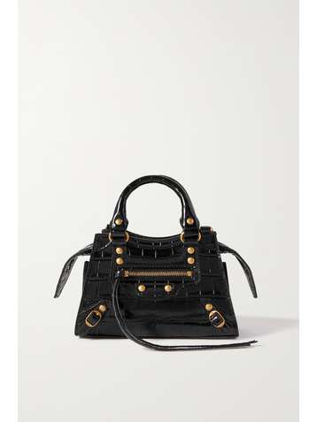 BALENCIAGA Neo Classic City nano Tote aus Leder mit Krokodileffekt