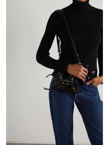 BALENCIAGA Neo Classic City nano Tote aus Leder mit Krokodileffekt