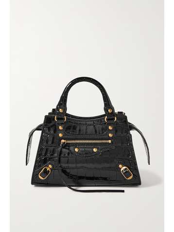 BALENCIAGA Neo Classic City mini croc-effect patent-leather tote