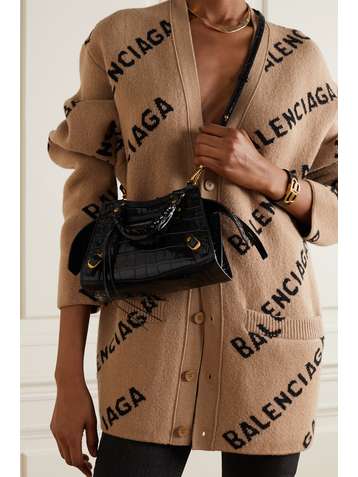 BALENCIAGA Neo Classic City mini croc-effect patent-leather tote