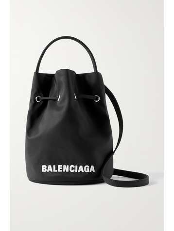 BALENCIAGA Wheel embroidered canvas bucket bag
