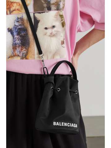 BALENCIAGA Wheel embroidered canvas bucket bag