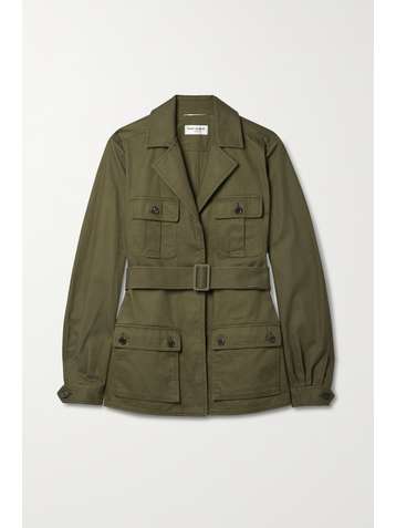 SAINT LAURENT Saharienne belted cotton and ramie-blend twill jacket