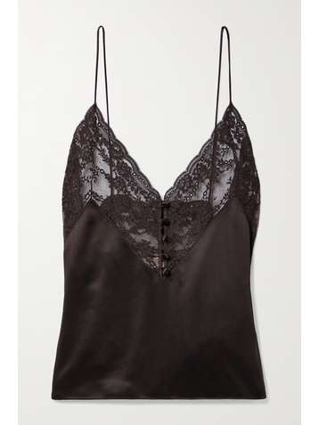 SAINT LAURENT Caraco en satin de soie et en dentelle