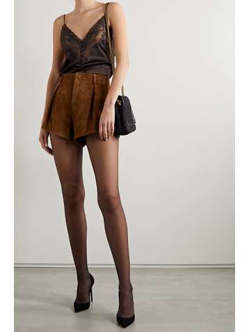 SAINT LAURENT Caraco en satin de soie et en dentelle