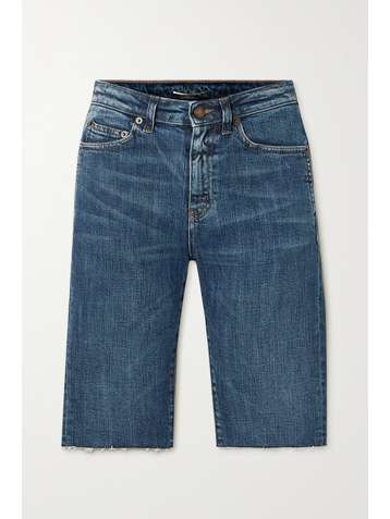 SAINT LAURENT Jeansshorts mit Fransen