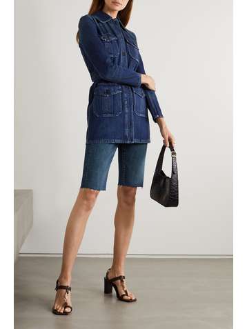 SAINT LAURENT Jeansshorts mit Fransen