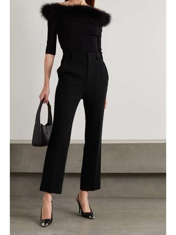SAINT LAURENT Pantalon évasé en laine mélangée