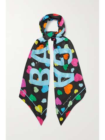 BALENCIAGA Printed silk-jacquard scarf