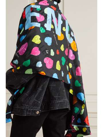 BALENCIAGA Printed silk-jacquard scarf