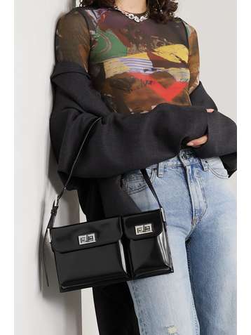 BY FAR Billy glossed-leather shoulder bag