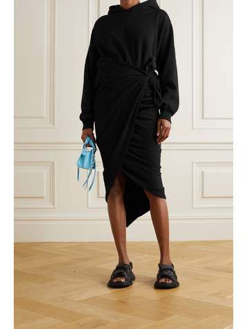 BALENCIAGA Hooded asymmetric cotton-jersey wrap dress