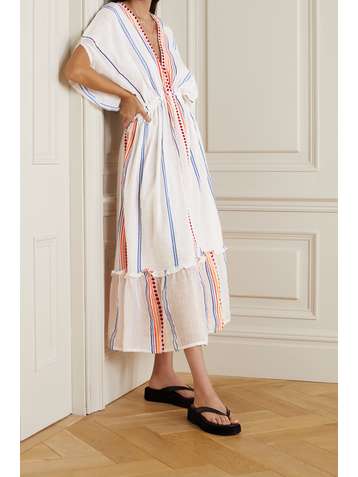 LEMLEM + NET SUSTAIN Hiwot striped cotton-blend gauze midi dress