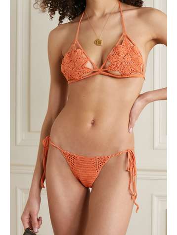 CULT GAIA Dylan crocheted cotton halterneck bikini top