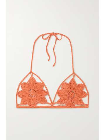 CULT GAIA Dylan crocheted cotton halterneck bikini top