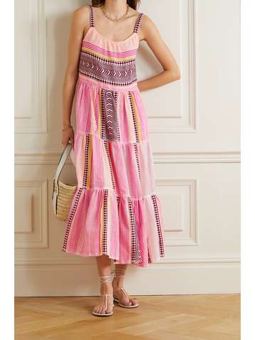 LEMLEM + NET SUSTAIN Neela Cascade tiered cotton-blend gauze dress