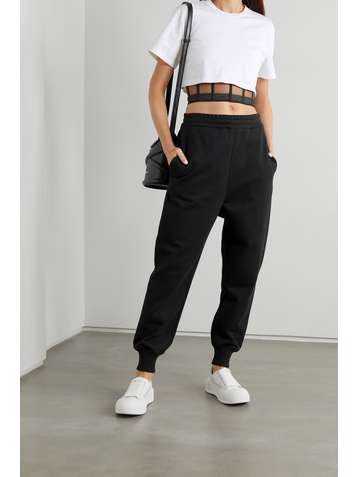 ALEXANDER MCQUEEN Cropped layered cotton-jersey and tulle T-shirt