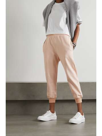 ALEXANDER MCQUEEN Cropped embroidered cotton-jersey track pants