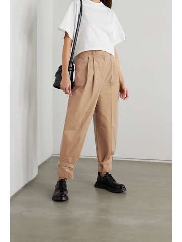 ALEXANDER MCQUEEN Buckled cotton-twill tapered pants