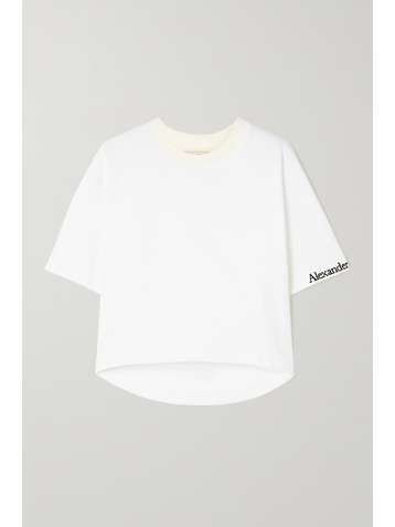 ALEXANDER MCQUEEN Verkürztes T-Shirt aus Baumwoll-Jersey mit Stickerei