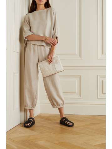 SUZIE KONDI Pantalon fuselé en lin Safari
